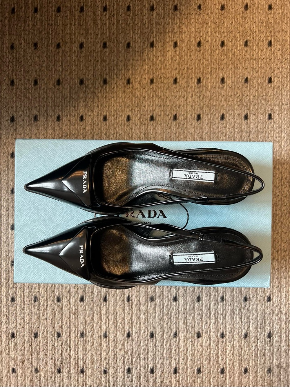 Prada Black Patent Slingback Kitten Heels - Picture 7 of 9